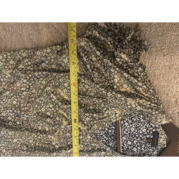 Current Air Anthropologie Shimmer Ditsy Floral Black Gold Short Sleeve Blouse - Picture 8 of 10
